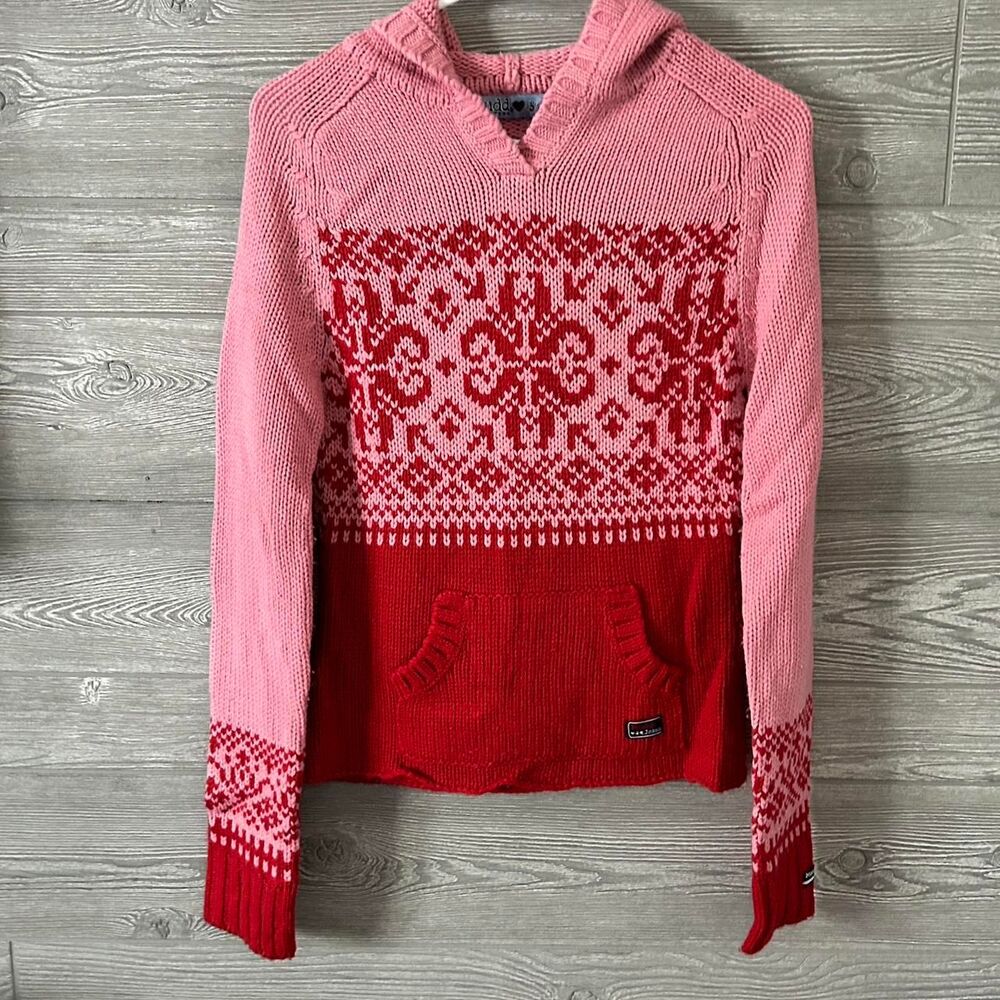 Mudd-clothing Women's Red and‎ Pink Jumper